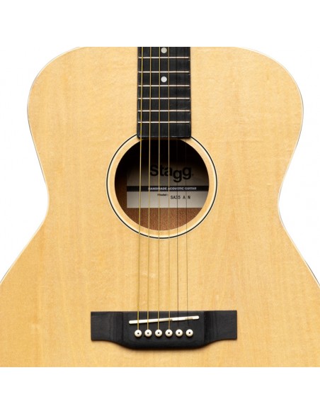 Auditorium guitar with basswood top, natural colour