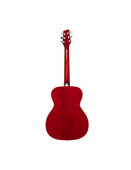 Auditorium guitar with basswood top, transparent red