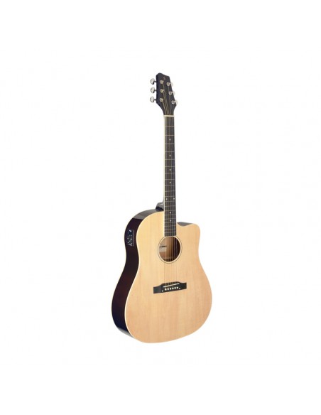 Cutaway acoustic-electric Slope Shoulder dreadnought guitar, natural colour