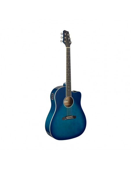 Cutaway acoustic-electric Slope Shoulder dreadnought guitar, transparent blue