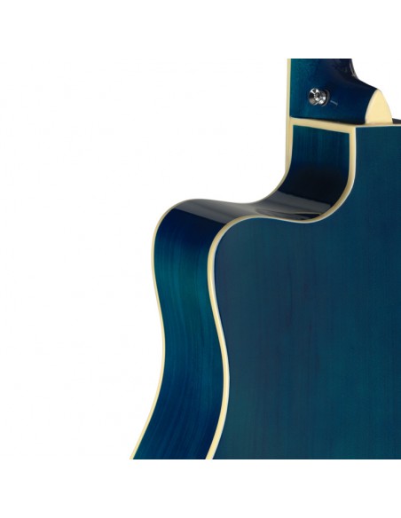 Cutaway acoustic-electric Slope Shoulder dreadnought guitar, transparent blue