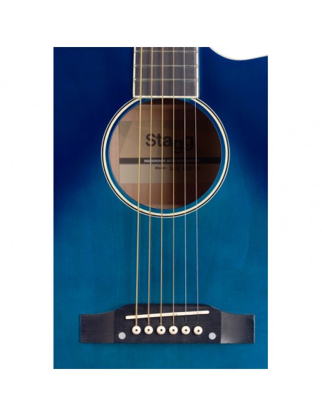 Cutaway acoustic-electric Slope Shoulder dreadnought guitar, transparent blue