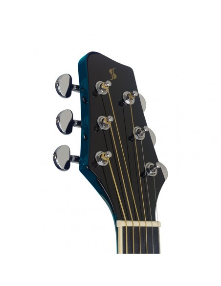 Cutaway acoustic-electric Slope Shoulder dreadnought guitar, transparent blue