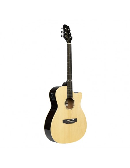 Cutaway acoustic-electric auditorium guitar, natural colour