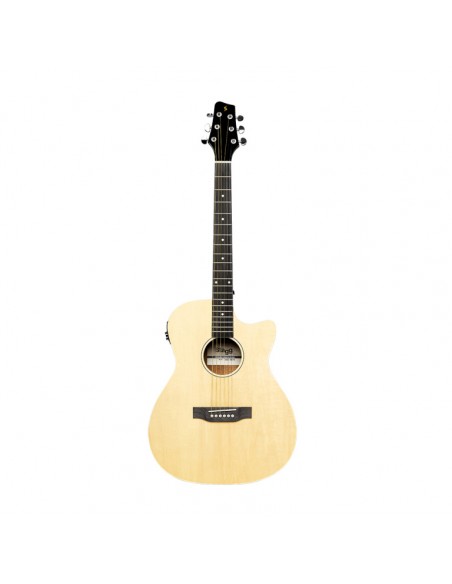 Cutaway acoustic-electric auditorium guitar, natural colour