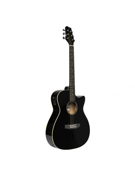 Cutaway acoustic-electric auditorium guitar, black
