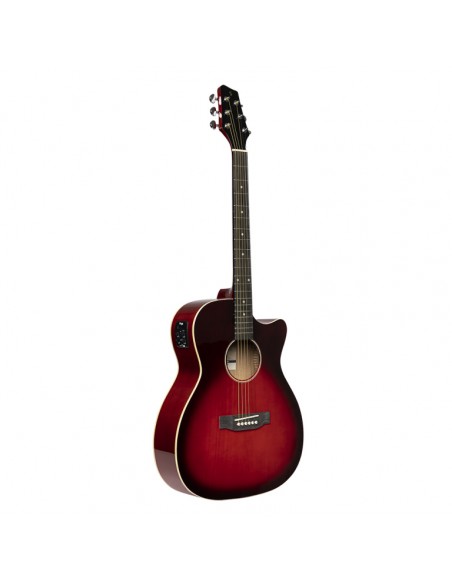Cutaway acoustic-electric auditorium guitar, transparent red