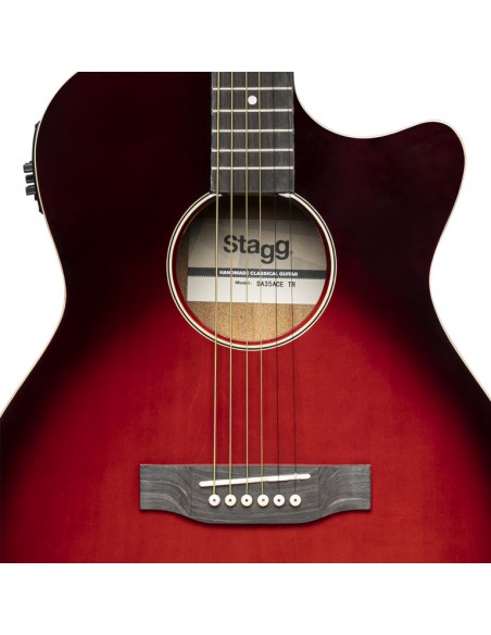 Cutaway acoustic-electric auditorium guitar, transparent red