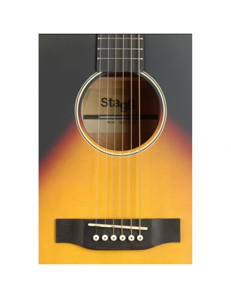 Auditorium guitar with basswood top, sunburst, left-handed model