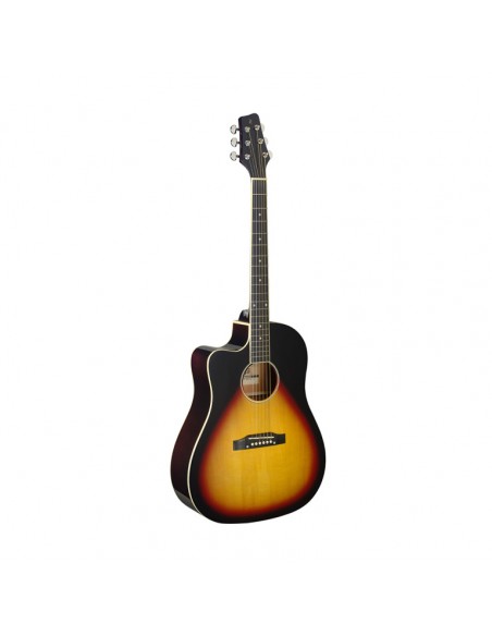 Cutaway acoustic-electric Slope Shoulder dreadnought guitar, sunburst, lefthanded model