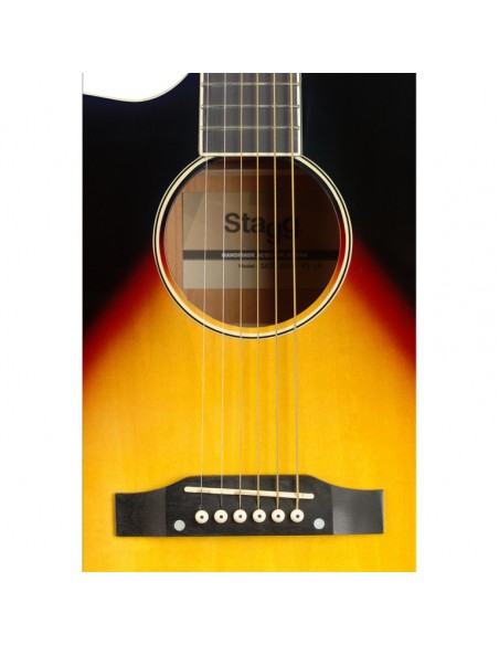 Cutaway acoustic-electric Slope Shoulder dreadnought guitar, sunburst, lefthanded model
