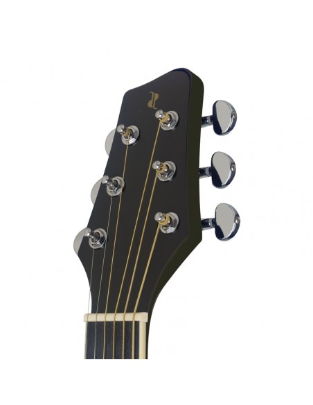Cutaway acoustic-electric auditorium guitar, black, left-handed model