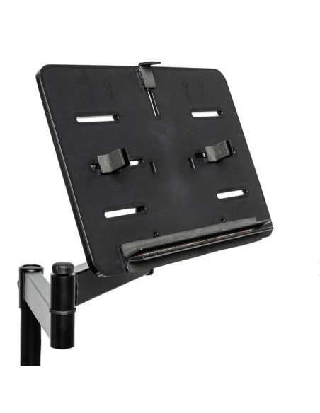 Multipurpose plate with arm and foot, to mount on a keyboard stand