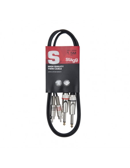 Twin cable, jack/RCA (m/m), 1.5 m (5')
