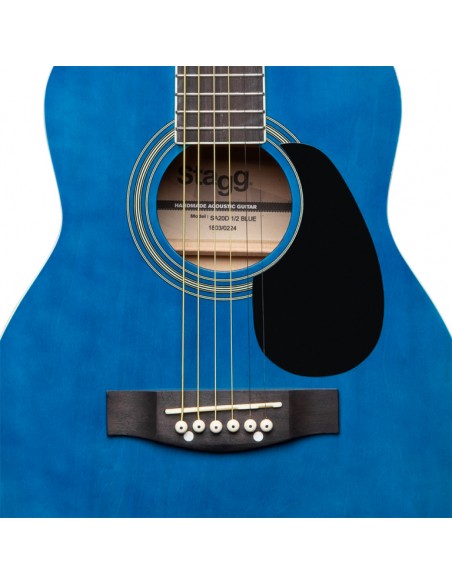 1/2 blue dreadnought acoustic guitar with basswood top