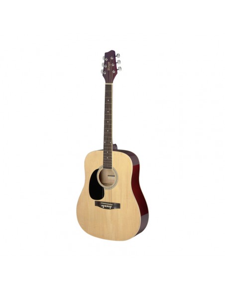 3/4 natural dreadnought acoustic guitar with basswood top, left-handed model