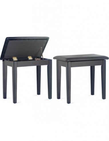 Matt black piano bench with black...