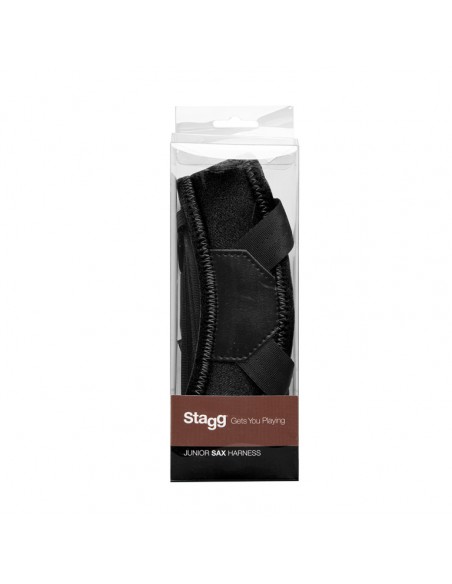 Junior fully-adjustable saxophone harness with soft shoulder padding, black