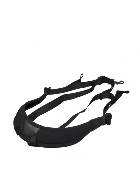 Junior fully-adjustable saxophone harness with soft shoulder padding, black