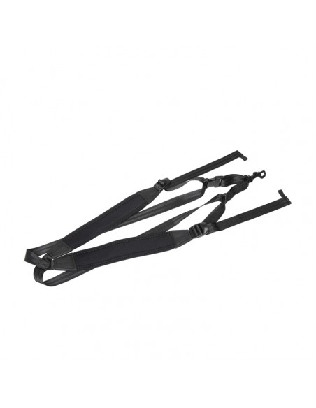 Fully-adjustable saxophone harness with soft shoulder padding, black
