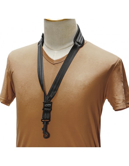 Fully-adjustable saxophone strap with soft neck padding, black, XL