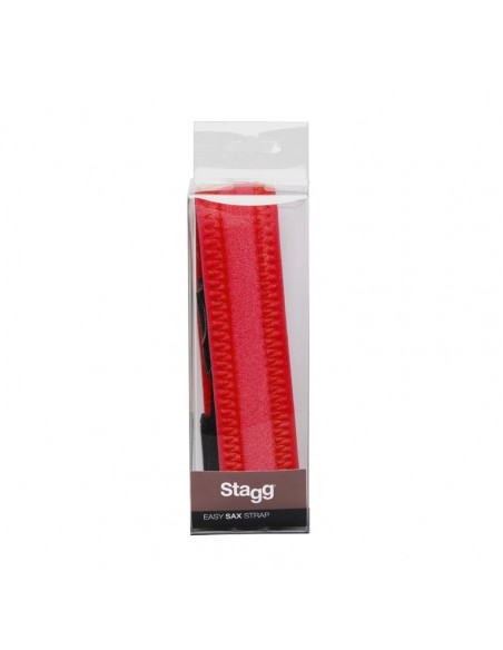 Fully-adjustable Easy saxophone strap with soft neck padding, red