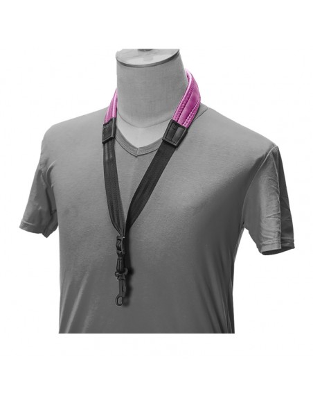 Fully-adjustable Easy saxophone strap with soft neck padding, magenta