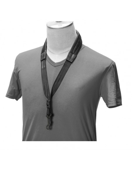 Fully-adjustable Flex saxophone strap with soft shoulder padding and reinforced neck pads, black