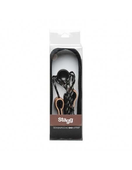 Fully-adjustable GoodGroove saxophone strap with soft neck padding, black