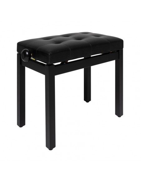 Matt black piano bench with black vinyl top