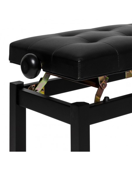 Matt black piano bench with black vinyl top