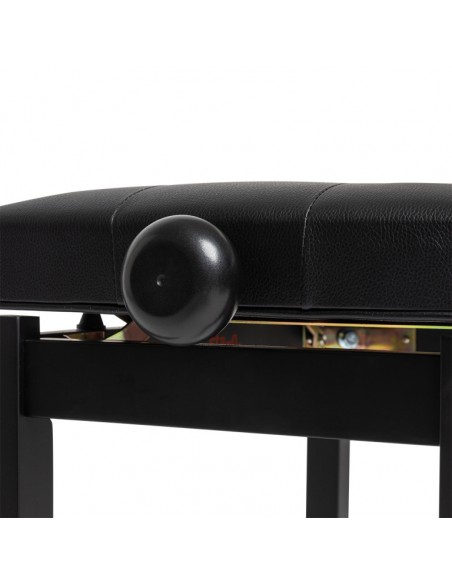 Matt black piano bench with black vinyl top