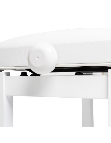 Matt white piano bench with white vinyl top
