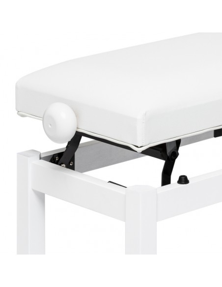 Matt white piano bench with white vinyl top
