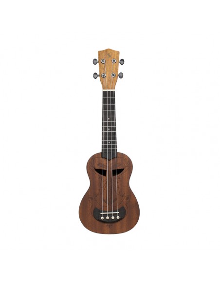 Tiki series soprano ukulele with sapele top, Ah finish, with black nylon gigbag