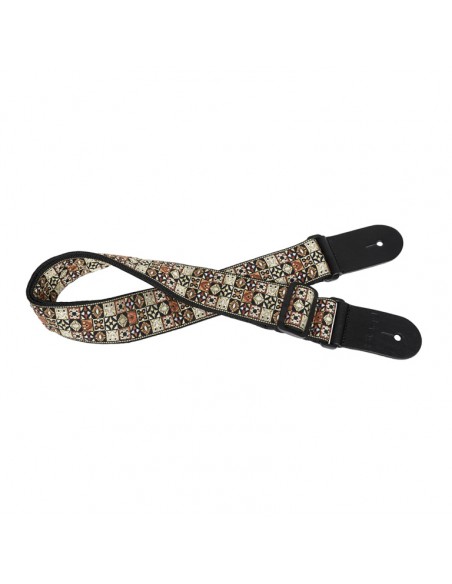 Woven nylon guitar strap with yellow Hootenanny Mix pattern