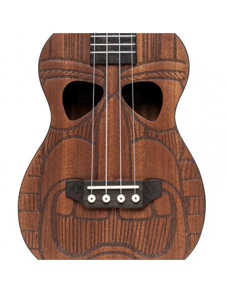 Tiki series concert ukulele with sapele top, Hewa finish, with black nylon gigbag
