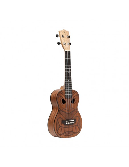 Tiki series concert ukulele with sapele top, Mena finish, with black nylon gigbag