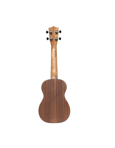 Tiki series concert ukulele with sapele top, Mena finish, with black nylon gigbag