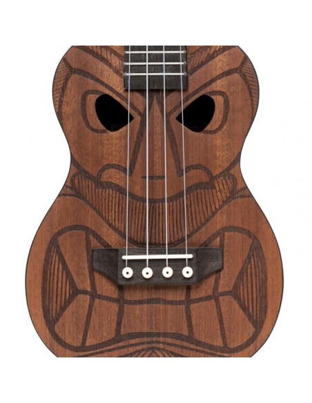 Tiki series concert ukulele with sapele top, Mena finish, with black nylon gigbag