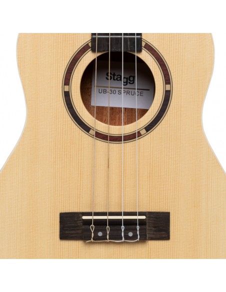 Traditional soprano ukulele with spruce top and black nylon bag