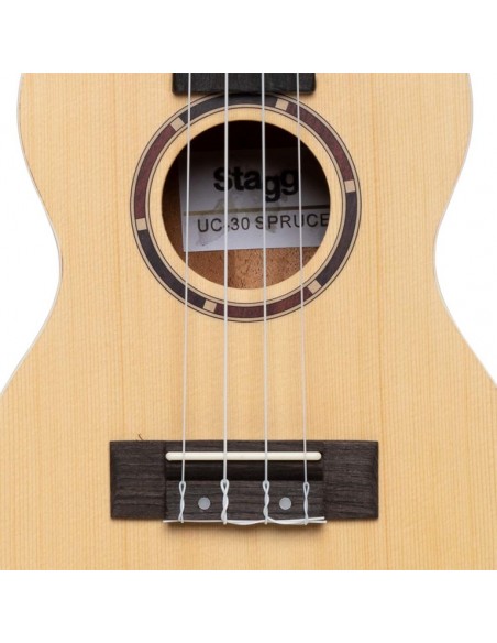 Traditional concert ukulele with spruce top and black nylon bag