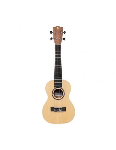 Traditional concert ukulele with spruce top and black nylon bag