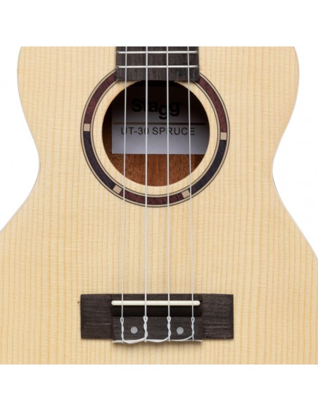 Traditional tenor ukulele with spruce top and black nylon bag