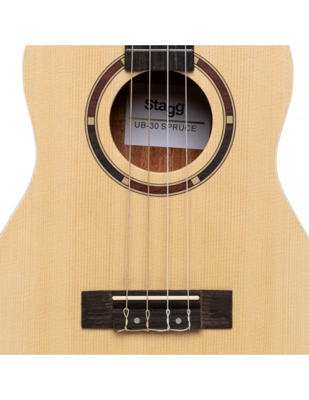 Traditional baritone ukulele with spruce top and black nylon bag