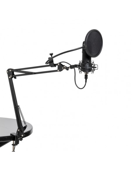 Cardioid USB microphone set with microphone, stand, shock mount, pop filter and USB cable