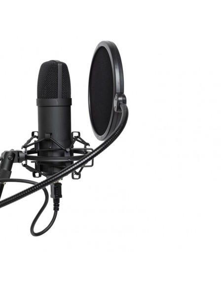 Cardioid USB microphone set with microphone, stand, shock mount, pop filter and USB cable