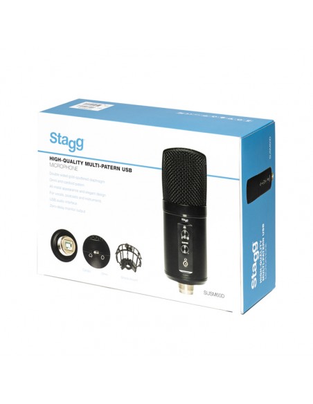 Double condenser USB microphone, metal finish